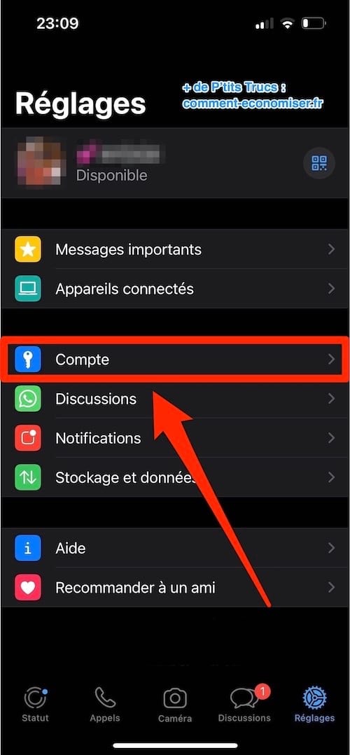 Réglages dans WhatsApp