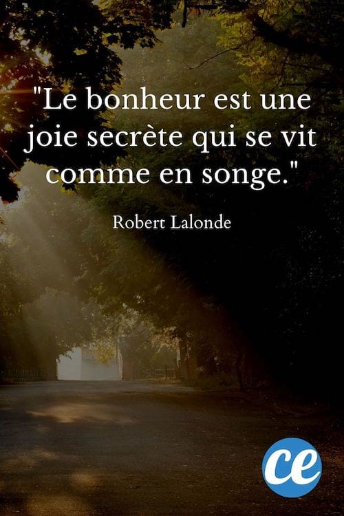 Le bonheur est une joie secrète qui se vit comme en songe.