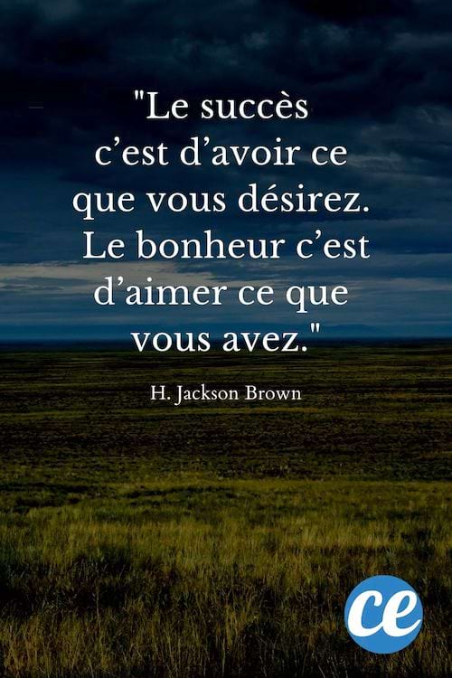 Le succès c’est d’avoir ce que vous désirez. Le bonheur c’est d’aimer ce que vous avez.