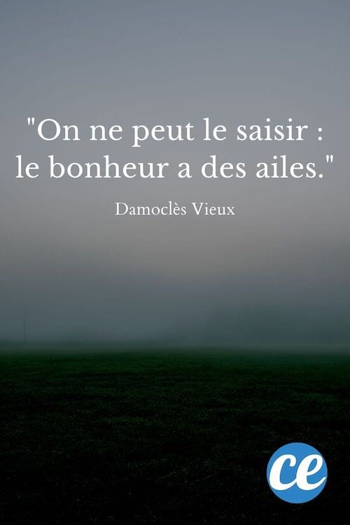 On ne peut le saisir : le bonheur a des ailes.