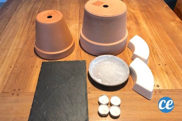 Un kit complet avec des pots de fleurs pour faire un chauffage maison