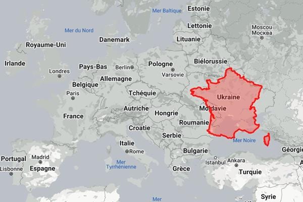 La superficie de la France vs celle de l'Ukraine
