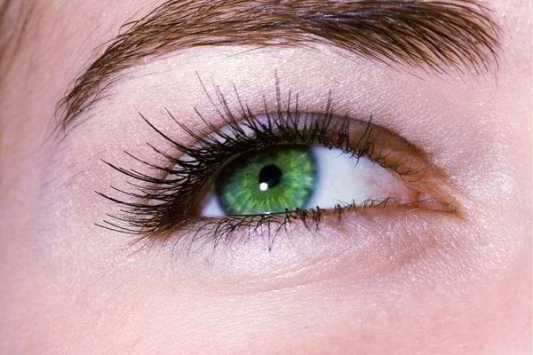 un oeil de femme vert maquillé