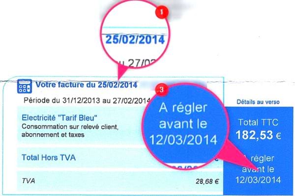 La date de règlement d'une facture
