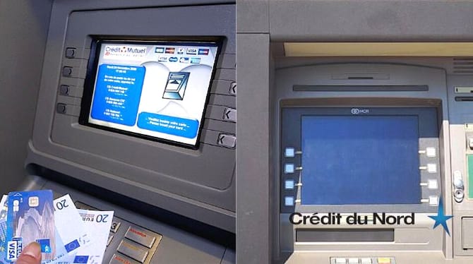 Un distributeur de billet dans les banques Crédit Mutuel et Crédit du Nord
