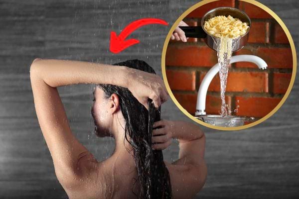 Eau de cuisson des pâtes pour le bienfait des cheveux dans la douche 