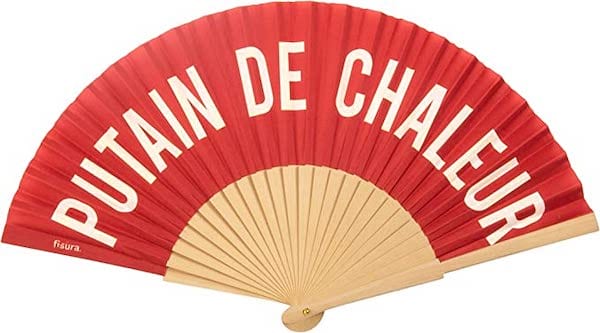 Un éventail rouge en bois moderne à message