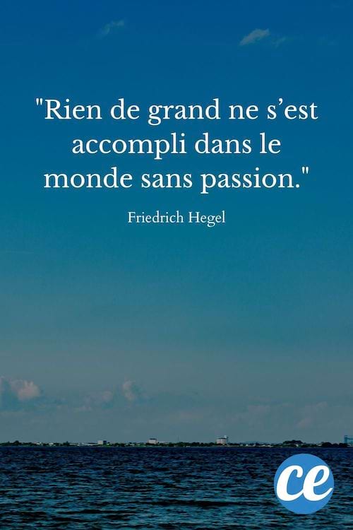 Rien de grand ne s’est accompli dans le monde sans passion
