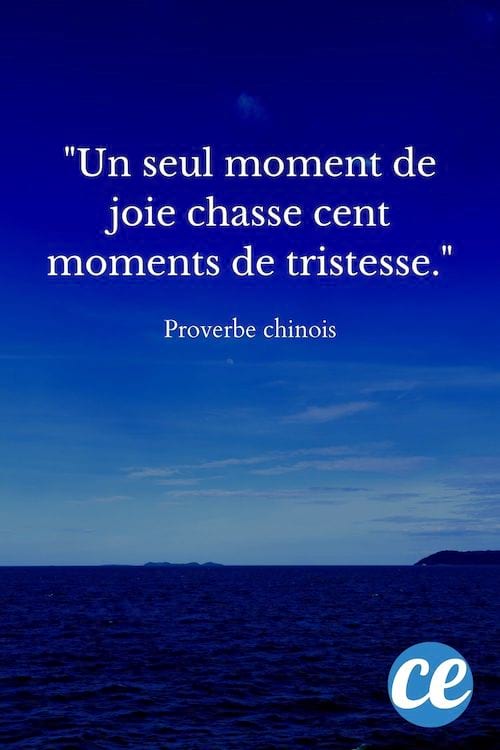 Un seul moment de joie chasse cent moments de tristesse