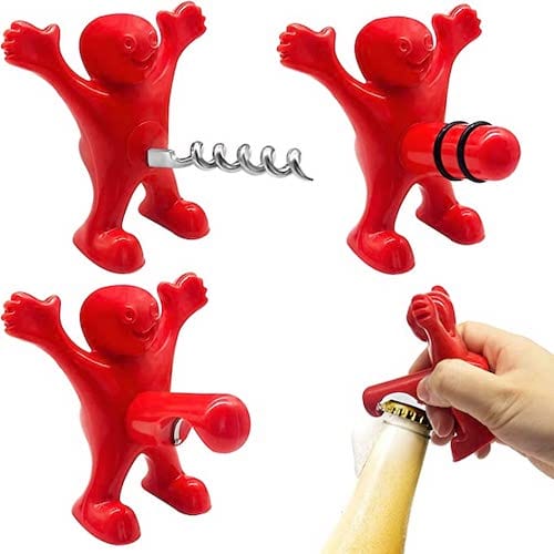 Un lot de 3 pièces de tire bouchon rouge