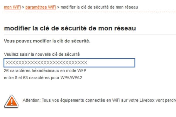 Choix du mot de passe WIFI