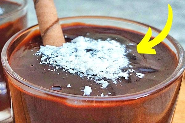 Une mousse au chocolat avec un biscuit