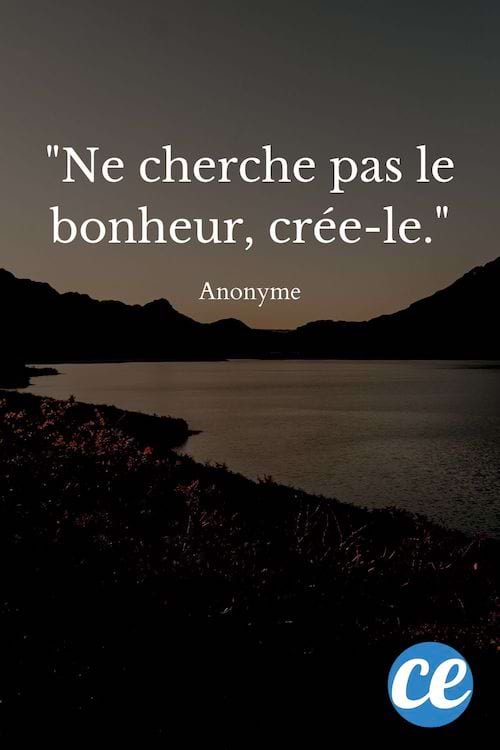 Ne cherche pas le bonheur, crée-le