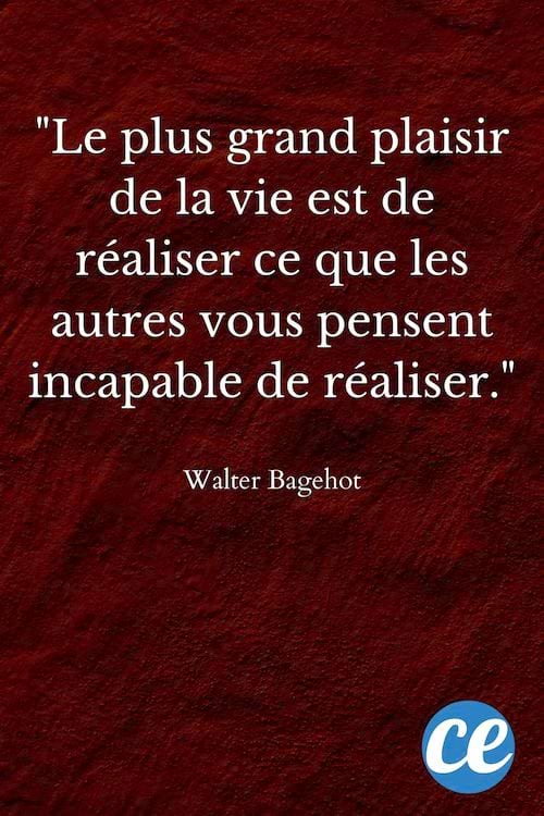 Le plus grand plaisir de la vie est de réaliser ce que les autres vous pensent incapable de réaliser.