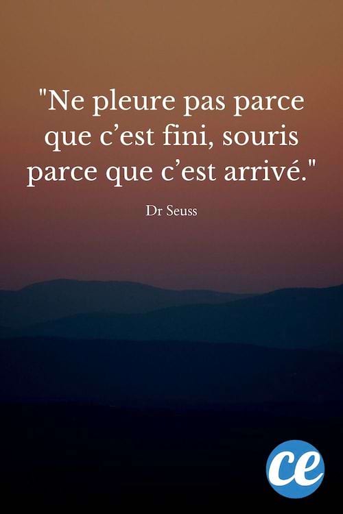 Ne pleure pas parce que c’est fini, souris parce que c’est arrivé