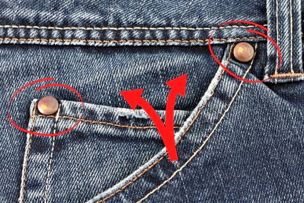 rivet sur poches d'un jean