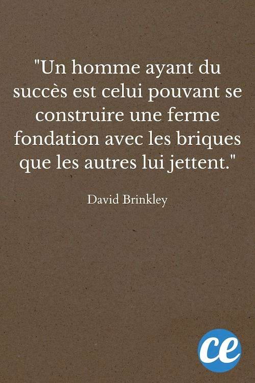Un homme ayant du succès est celui pouvant se construire une ferme fondation avec les briques