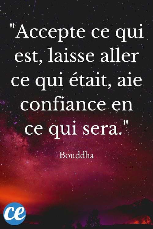 Accepte ce qui est, laisse aller ce qui était, aie confiance en ce qui sera