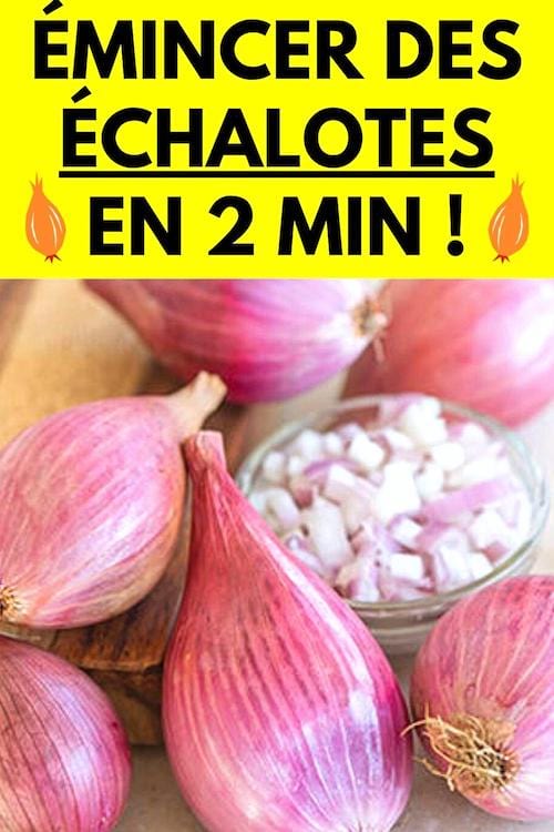 Des échalotes qui ont été coupées en petites morceaux avec cette astuce