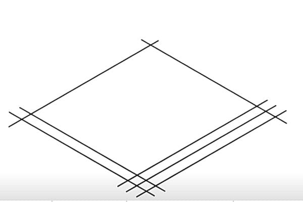 Un carré avec plusieurs lignes horizontales noires
