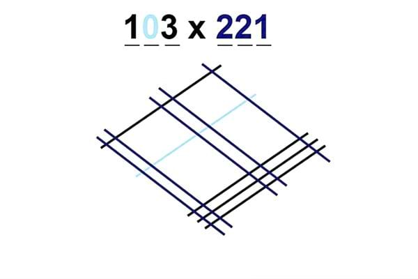 Un carré avec plusieurs lignes noires et bleues