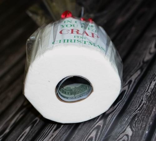 Un billet de dollar à l'intérieur d'un papier toilette 