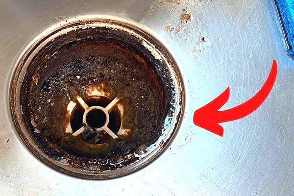 Canalisation d'évier remplie de saleté