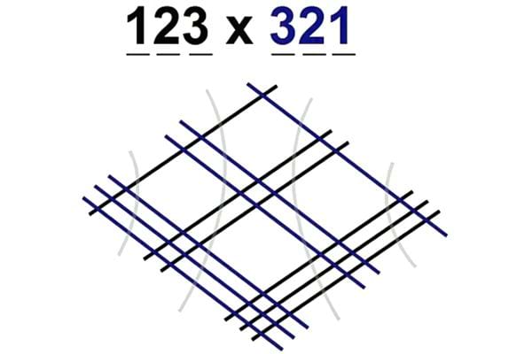 Un carré avec plusieurs lignes noires et bleues avec des nombres au dessus