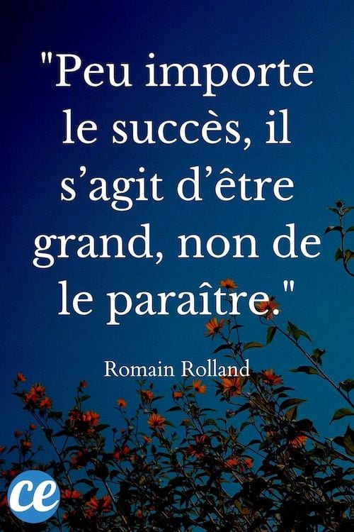 Peu importe le succès, il s’agit d’être grand, non de le paraître