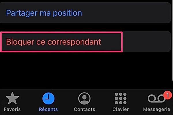 L'icône bloquer correspondant sur iPhone 