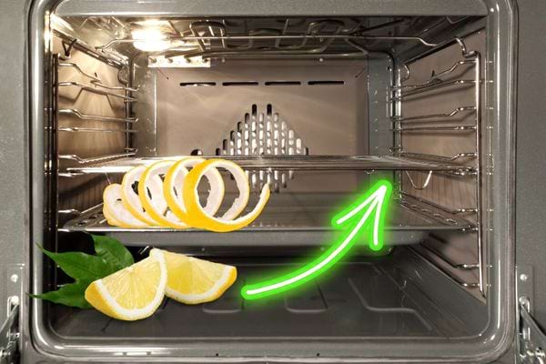 Un morceau de citron avec des écorces qui sont dans un four