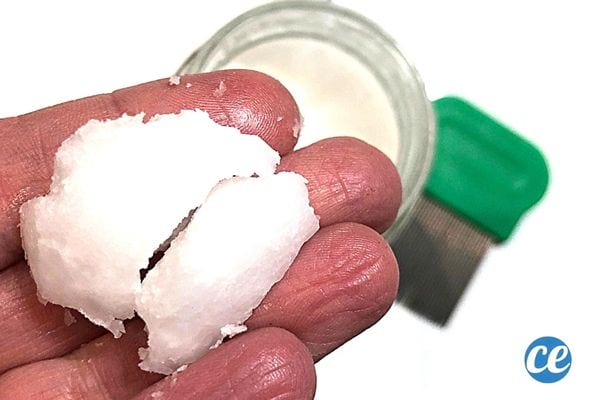 Une personne ayant de l'huile de coco dans sa main