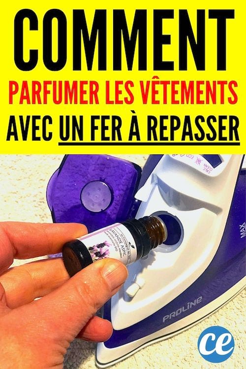 Une personne qui met de l'huile essentielle dans un fer à repasser