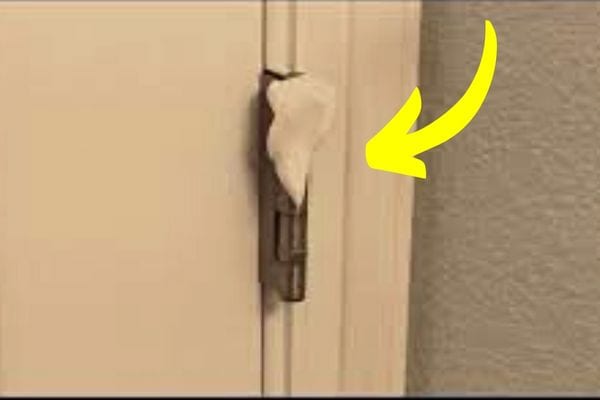 De la mousse à raser sur une paumelle de porte 