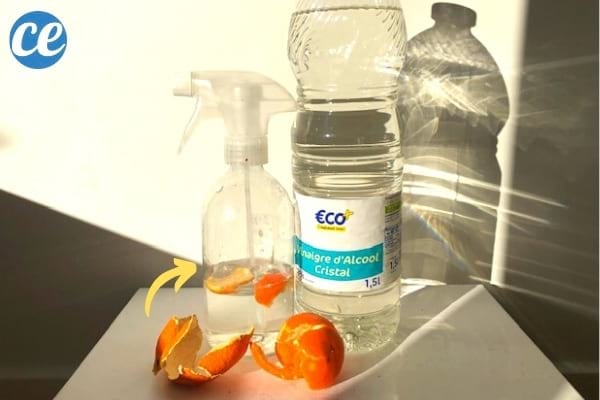 Orangenschale und Schale in weißem Essig, natürlicher Duft