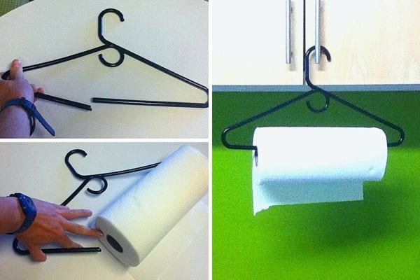 De l'essuie-tout mit dans un cintre noir 