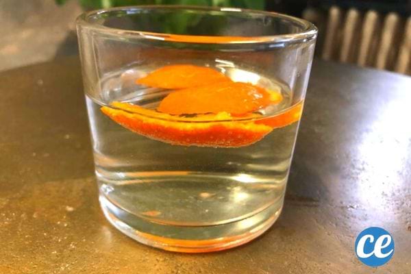 Glas Wasser mit Orangenschale