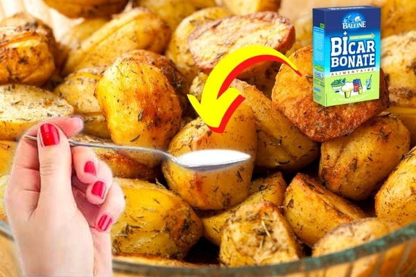 Une cuillère à café de bicarbonate avec des pommes de terre
