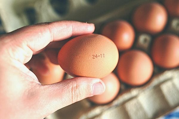 Une personne qui tient un oeuf avec une date dessus 
