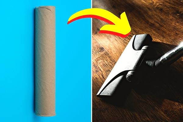 Eine Rolle Papierhandtuch mit einem Staubsauger