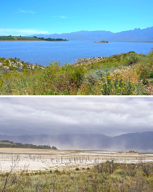 Le barrage de Theewaterskloof avant après