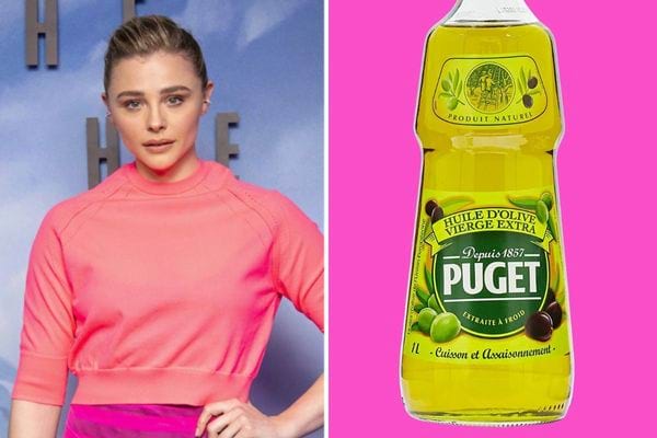 Chloë Grace Moretz avec une bouteille d'huile d'olive 