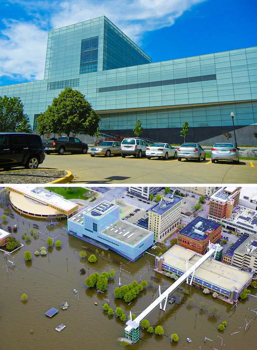 La crue du fleuve Mississippi avant après