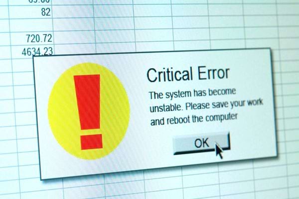 Une image de pc affichant une erreur