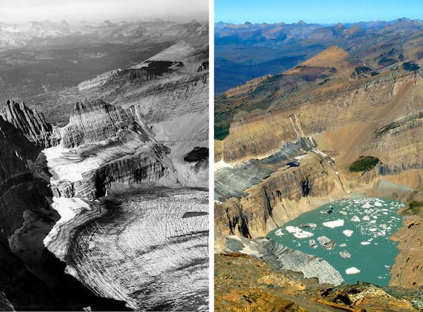 Le glacier Grinnell avant après