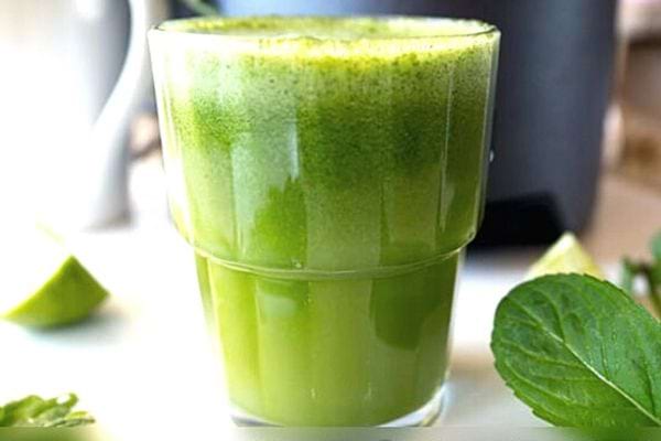A glass filled with nettle juice