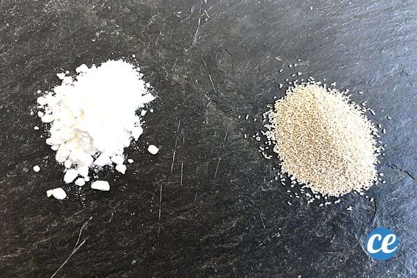 Deux levures chimiques et boulangère hors de leurs sachets 