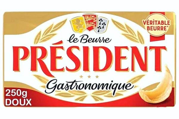 Une plaquette de beurre doux président 