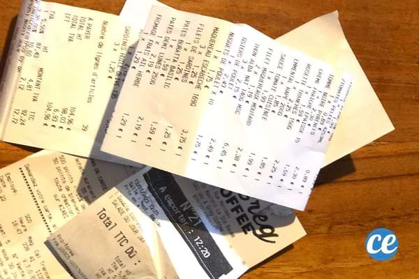 Plusieurs tickets de caisse 