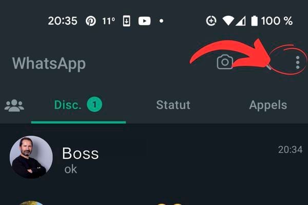 Trois petits points dans WhatsApp